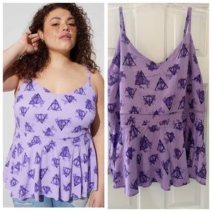 ⬇️Price Drop! Torrid Harry Potter Deathly Hallows purple peplum top